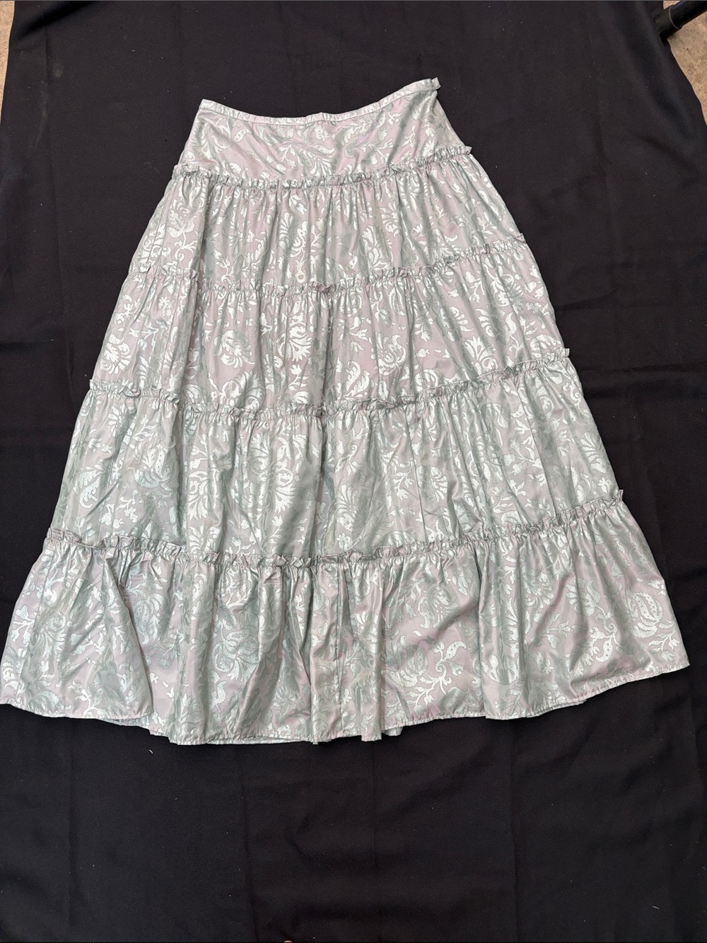 Soft Surroundings Pale Mint Tiered A-Line Maxi Skirt